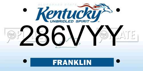 286VYY Kentucky License Plate