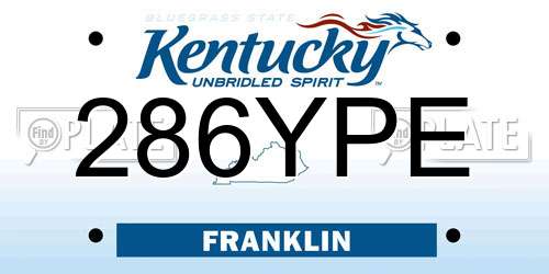 286YPE Kentucky License Plate