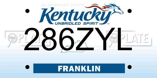 286ZYL Kentucky License Plate