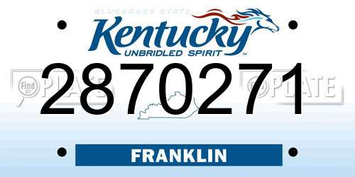 2870271 Kentucky License Plate