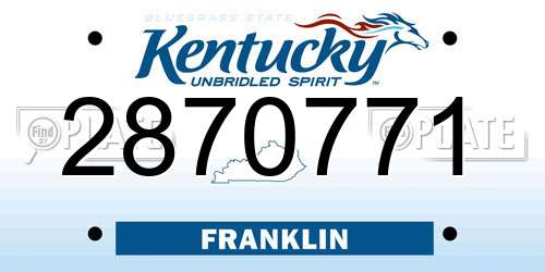 2870771 Kentucky License Plate