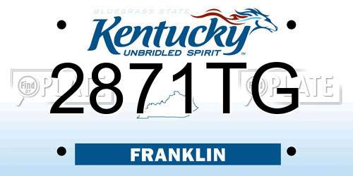 2871TG Kentucky License Plate