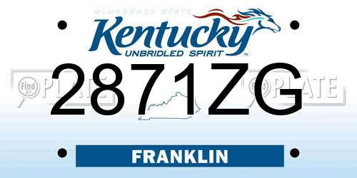 2871ZG Kentucky License Plate
