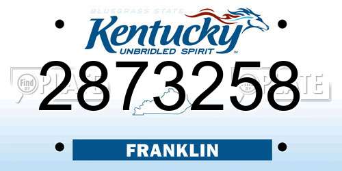 2873258 Kentucky License Plate