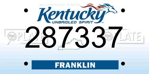 287337 Kentucky License Plate