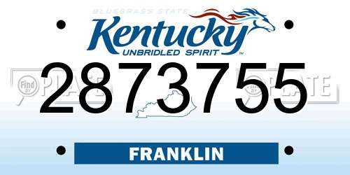 2873755 Kentucky License Plate