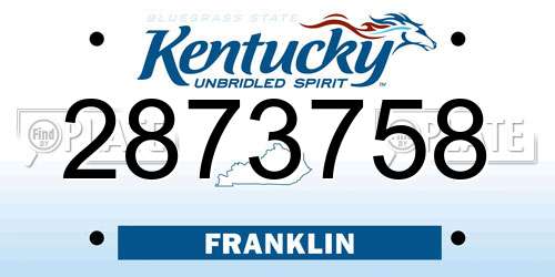2873758 Kentucky License Plate