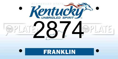 2874 Kentucky License Plate