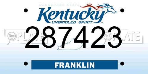 287423 Kentucky License Plate