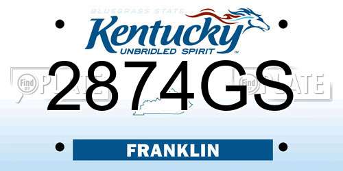 2874GS Kentucky License Plate