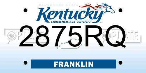 2875RQ Kentucky License Plate