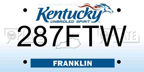287FTW Kentucky License Plate