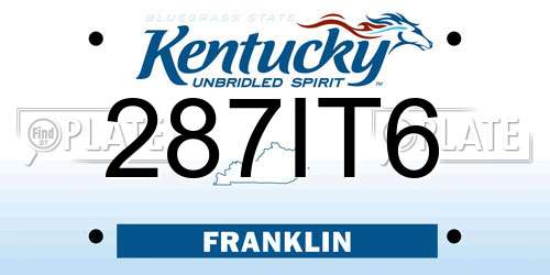 287IT6 Kentucky License Plate
