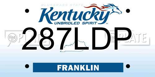 287LDP Kentucky License Plate