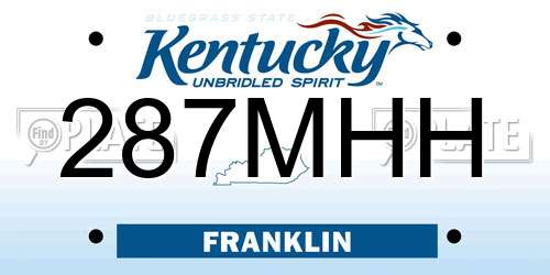 287MHH Kentucky License Plate
