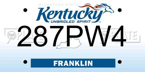 287PW4 Kentucky License Plate