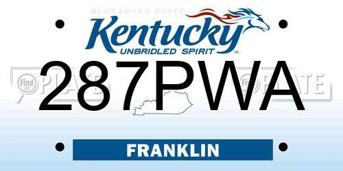 287PWA Kentucky License Plate