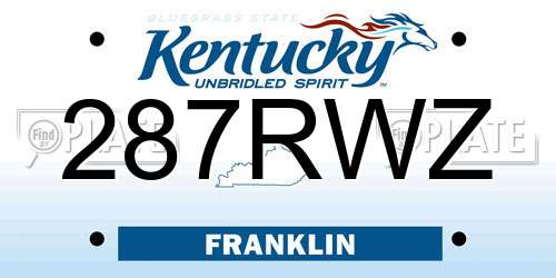 287RWZ Kentucky License Plate