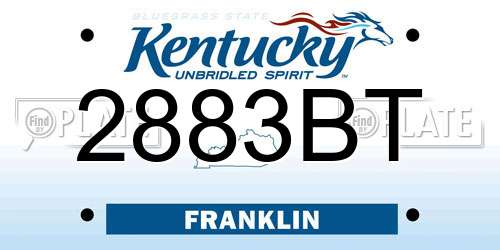 2883BT Kentucky License Plate