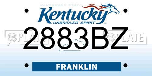 2883BZ Kentucky License Plate