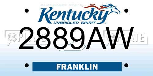 2889AW Kentucky License Plate