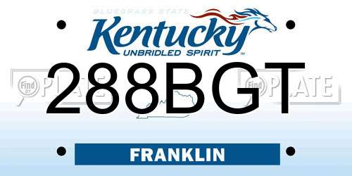 288BGT Kentucky License Plate