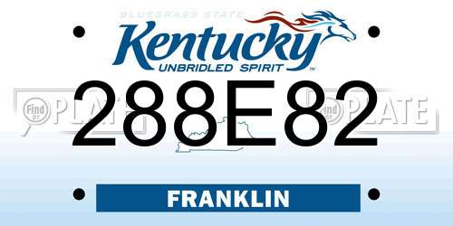 288E82 Kentucky License Plate