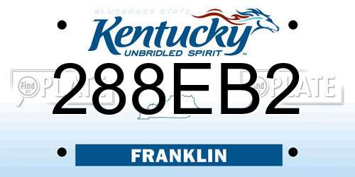 288EB2 Kentucky License Plate