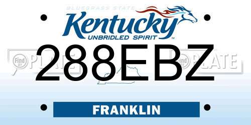 288EBZ Kentucky License Plate