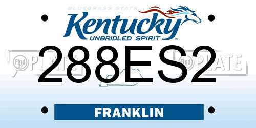 288ES2 Kentucky License Plate