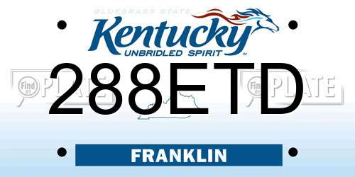 288ETD Kentucky License Plate