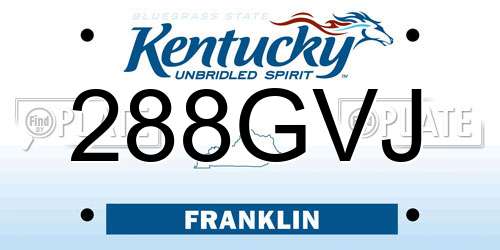 288GVJ Kentucky License Plate