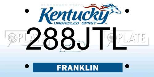 288JTL Kentucky License Plate