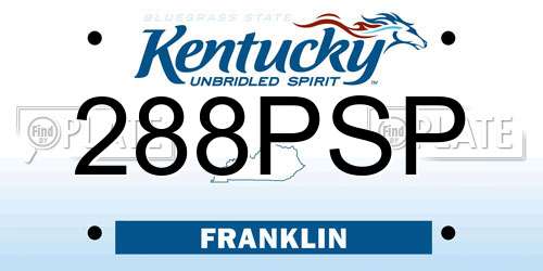 288PSP Kentucky License Plate