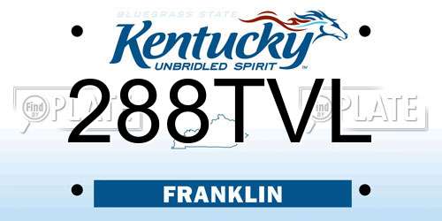 288TVL Kentucky License Plate