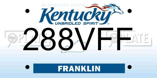 288VFF Kentucky License Plate