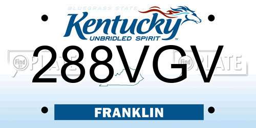 288VGV Kentucky License Plate