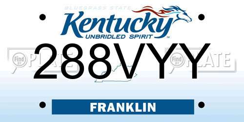 288VYY Kentucky License Plate