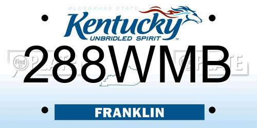 288WMB Kentucky License Plate