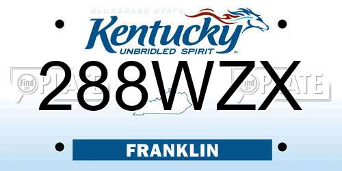 288WZX Kentucky License Plate