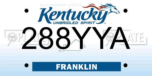 288YYA Kentucky License Plate