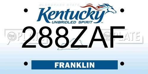 288ZAF Kentucky License Plate