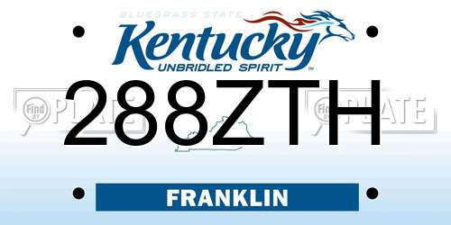 288ZTH Kentucky License Plate