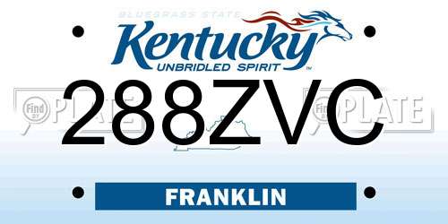 288ZVC Kentucky License Plate