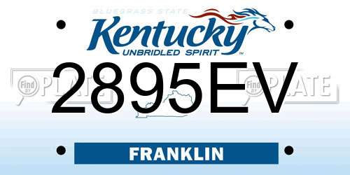 2895EV Kentucky License Plate