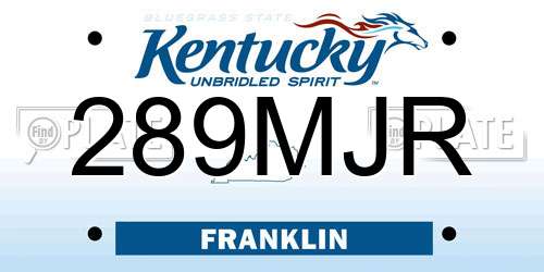 289MJR Kentucky License Plate