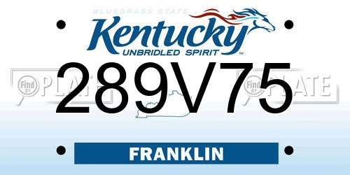289V75 Kentucky License Plate