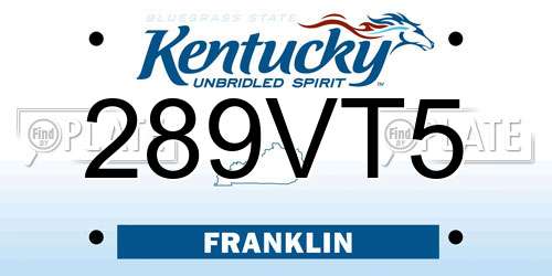 289VT5 Kentucky License Plate