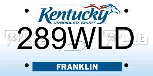 289WLD Kentucky License Plate