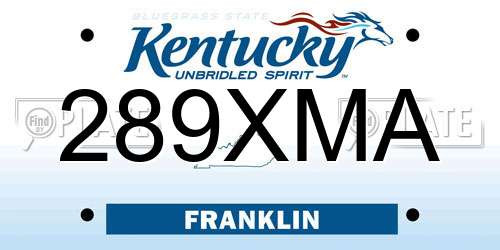 289XMA Kentucky License Plate